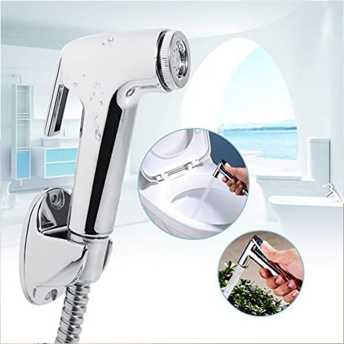 Imaashi Plastic Toilet Hand Shower Health Faucet Jet Set - All-inclusive with 1 Meter Shower Hose, Wall Mount & Fittings 1