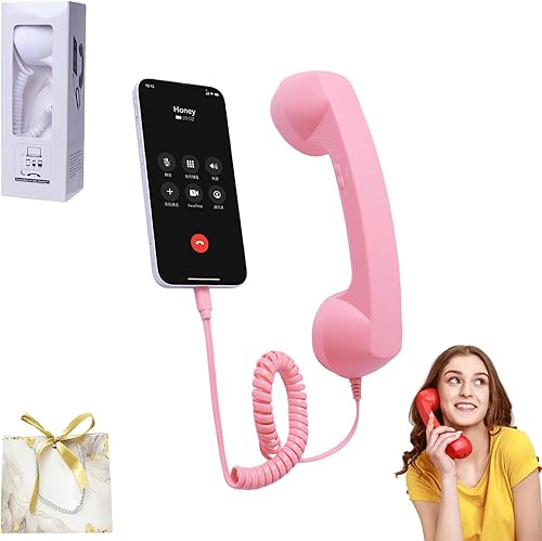 Teléfono Retro Auricular, Bluetooth Retro Teléfono Auricular (Rosa)