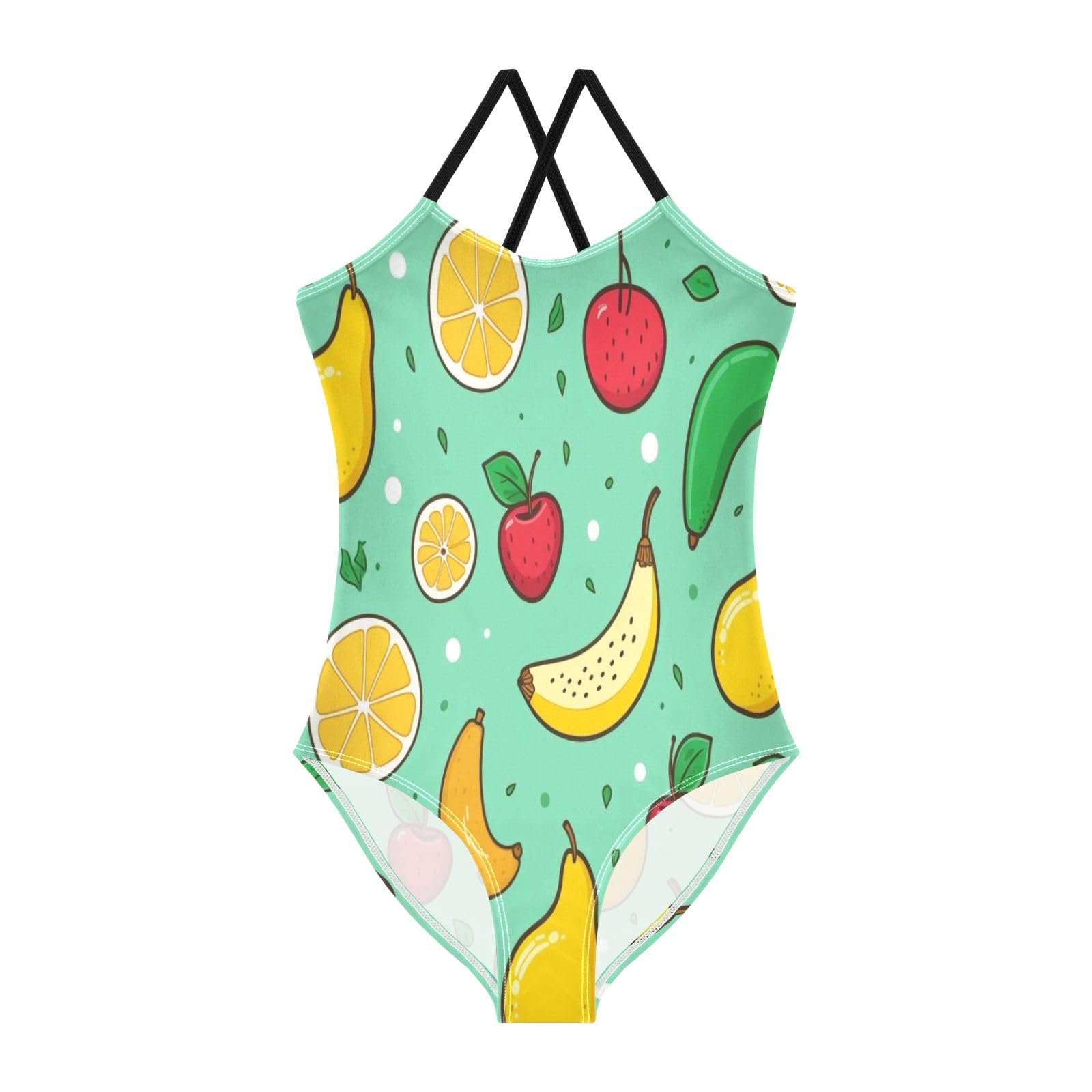 Lemon Banana Cherry Fruit Girls One-Piece Swimsuit Beach Bathing Suit
