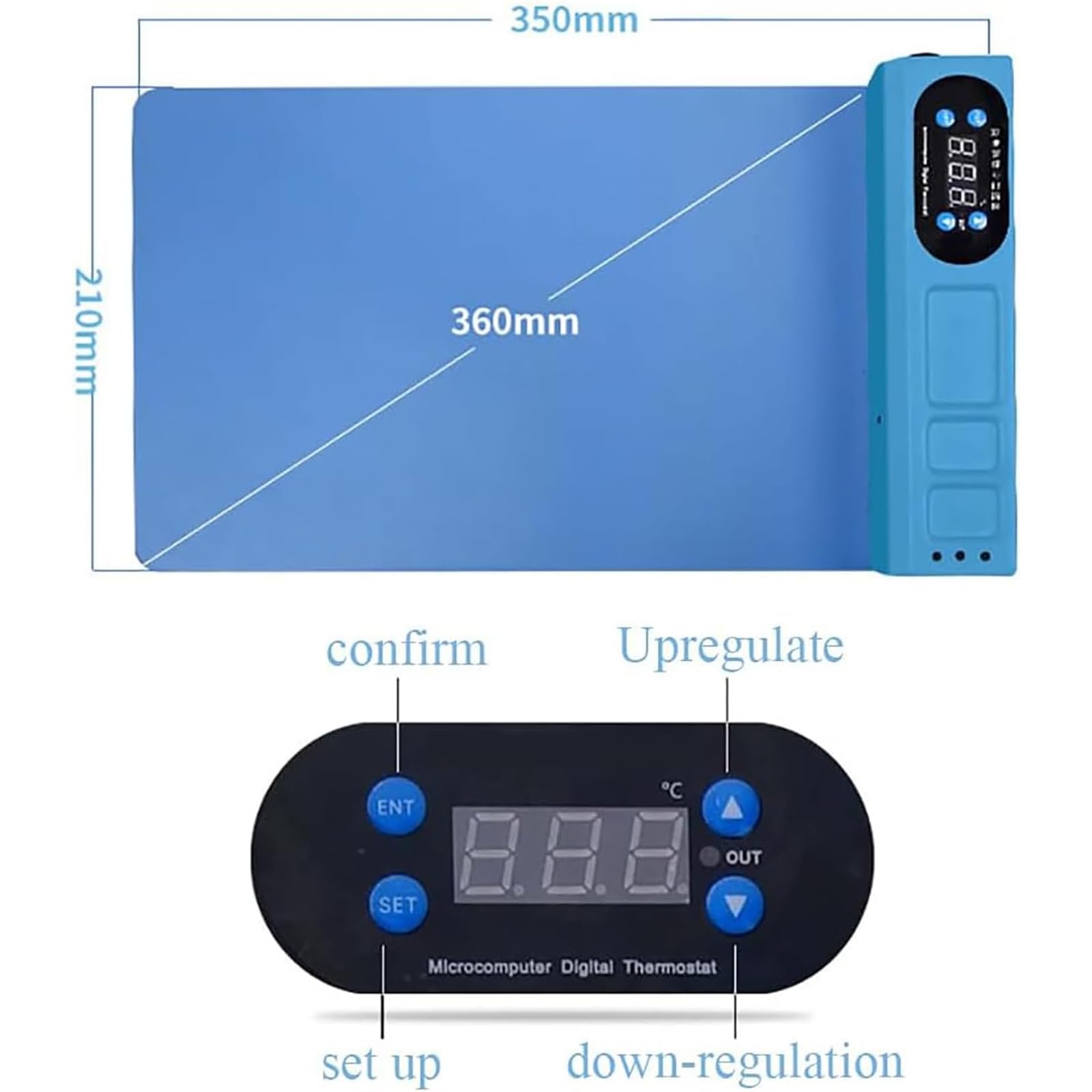 Almohadilla Térmica para Pantalla LCD De 35 X 21 Cm, Mesa Calefactora De 350 W con Pantalla Digital, Rango De Calentamiento: 10 °C-120 °C, Flexible, Resistente a Los Daños
