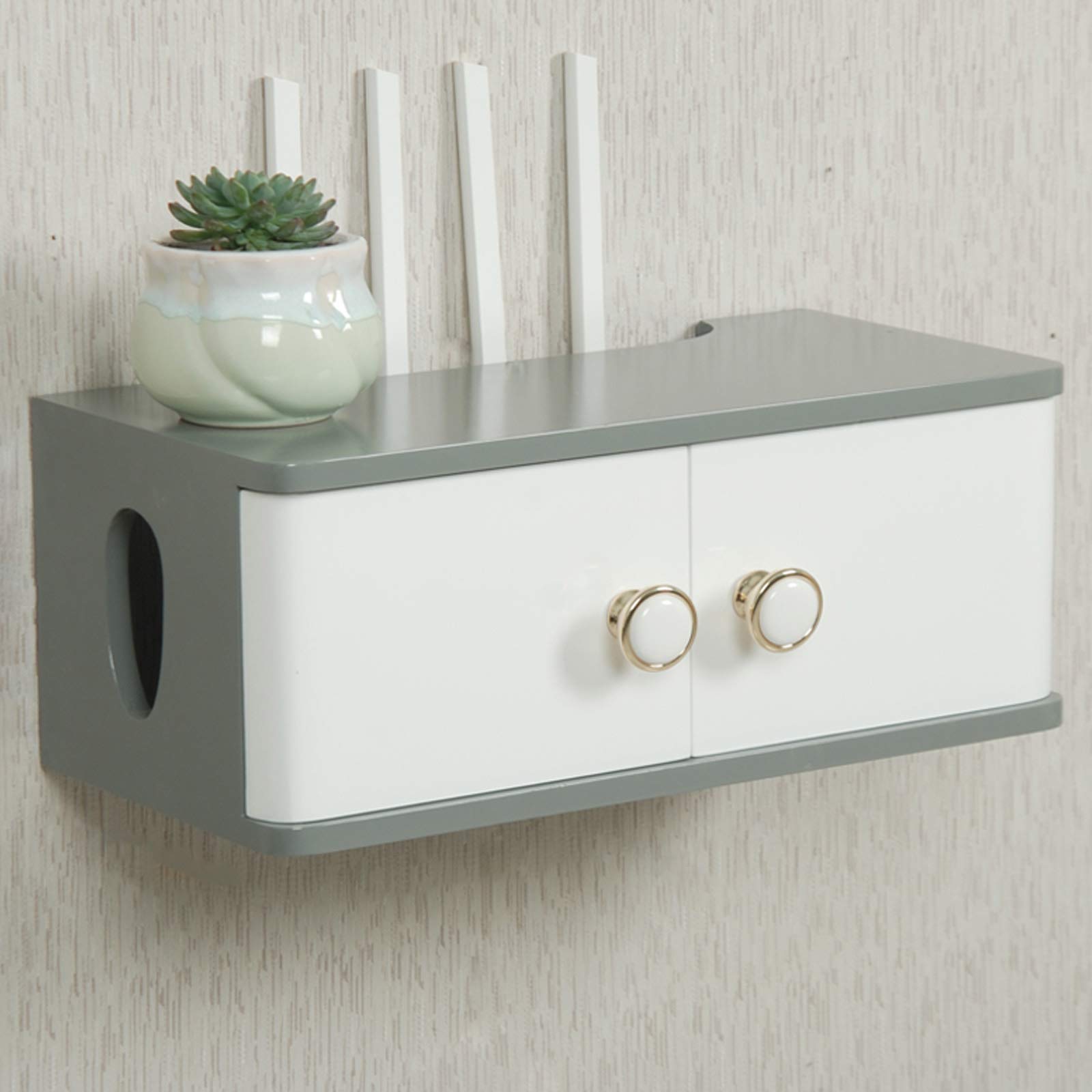Guoyoocc Router Plank, router Box, muur opslag, wifi Router Storage Box, wandcontactdoos bescherming box, set-top box, plank, massief houten tv-kast