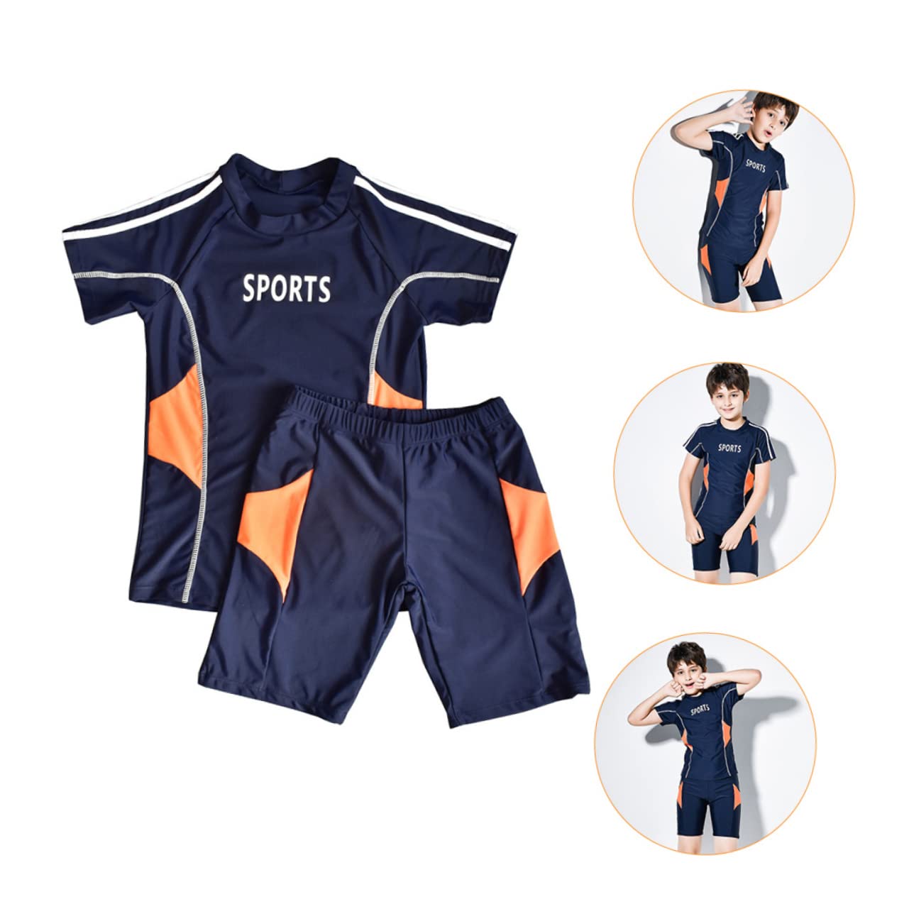 Maillot de Bain Deux Pièces Fête été Garçon, Protection Solaire Chic, Bleu