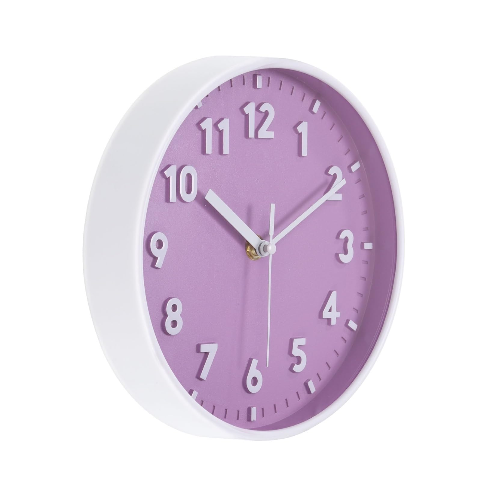 S5b8w3g7 Purple Modern Quartz 8 Inch Wall Clock 3D Number Quartz Battery Operated Silent Non-Ticking Round Clocks For Office Bedroom Decorative Wall Clock(Purple)
