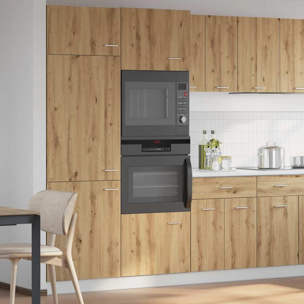 vidaXL Mikrowellenschrank Lyon Artisan-Eiche 60x57x207 cm Holzwerkstoff, Küchenschrank, Küche Hochschrank, Küchenmöbel, Küchenzeile für Backofen Mikrowelle