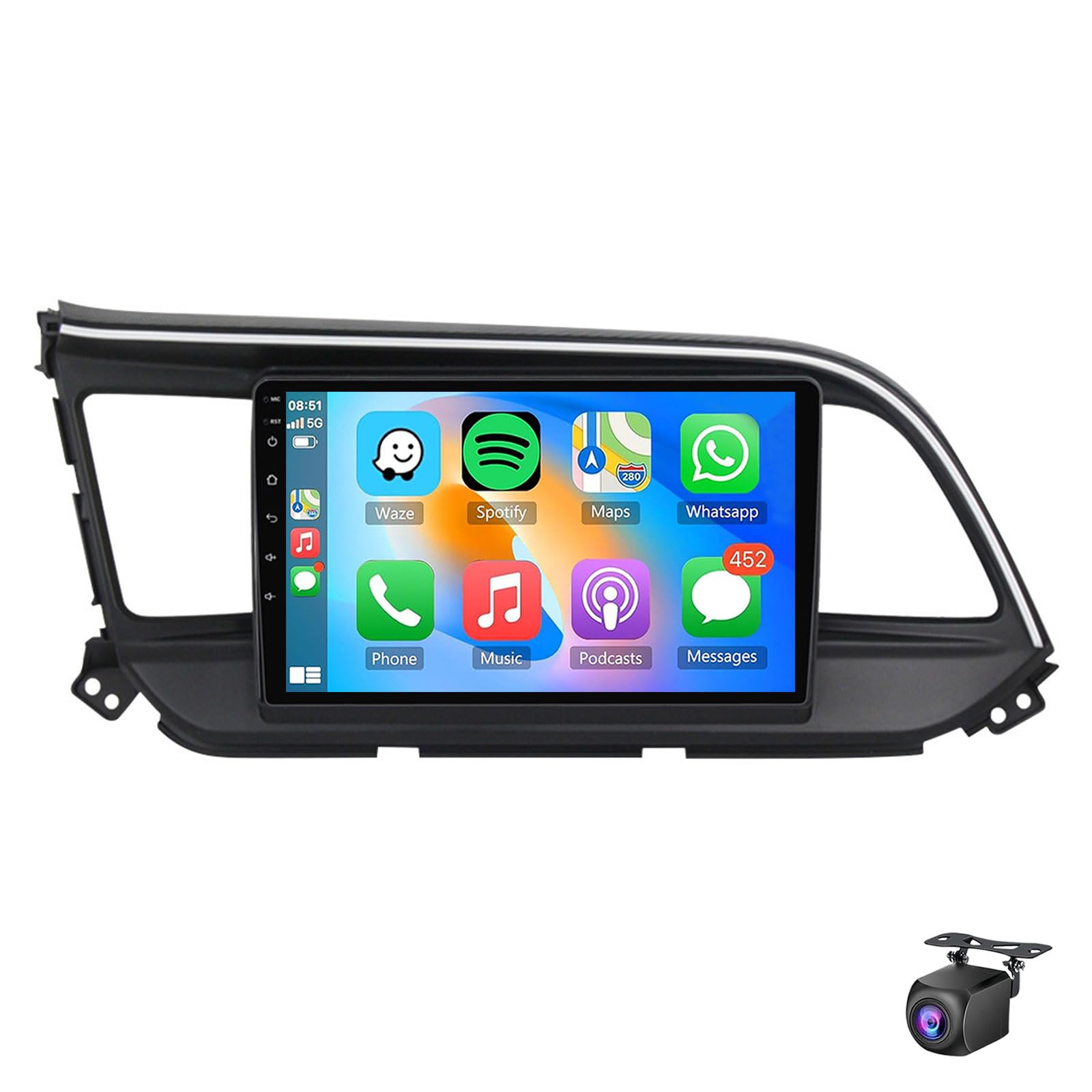 Android 15 Car Radio Stereo For Hyun-dai Elantra 2016-2018 9 Inch 1280P Touchscreen Radio With Wireless Carplay Android Auto DSP GPS Navigation Bluetooth 5.0 WiFi FM/RDS SWC(Size:8Core 8+256G,Color:B)
