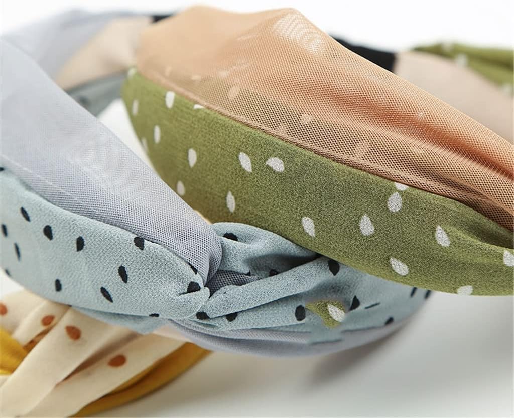 甘いヘアフープ女性のネット糸とカラーマッチングシフォンヘッドバンドヘアアクセサリーヘアピン (Color : Blue, Size