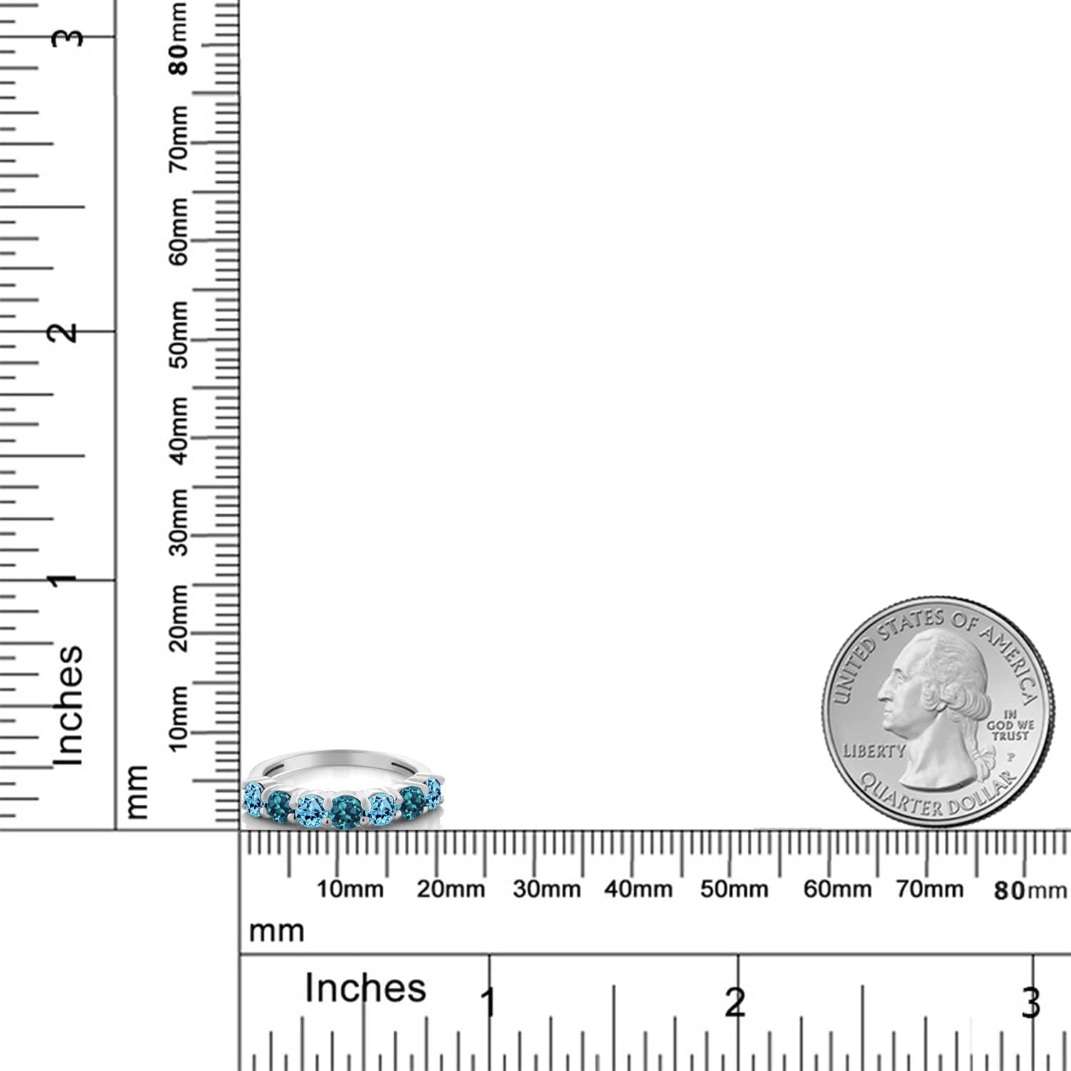 Gem Stone King 1.40 Cttw Swiss Blue Topaz and London Blue Topaz Anniversary Ring For Women | 925 Sterling Silver | Gemstone Birthstone - Image 4