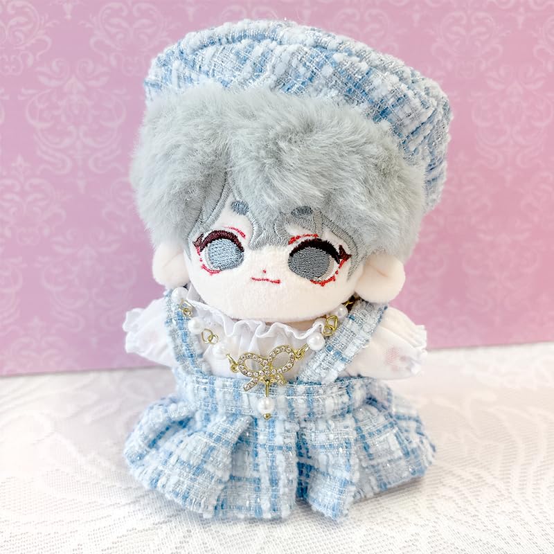 ぬい服　ハンドメイド　10cm ピンク　ツイード　ワンピース　水色　ブルー ぬい服 ハンドメイド 10cm ピンク ツイード ワンピース 水色