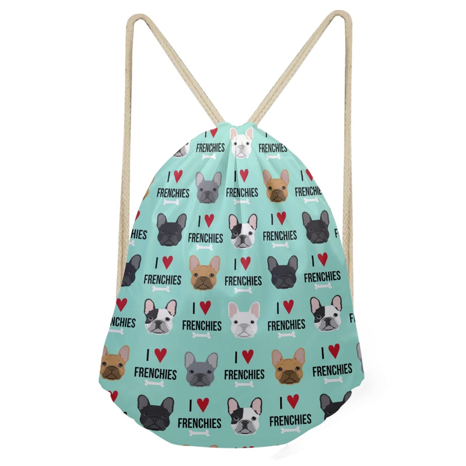 Biyejit Borse con coulisse per ragazze zaino a spalla donna sport palestra all'aperto stringa Cinch custodia, Grazioso bulldog francese.