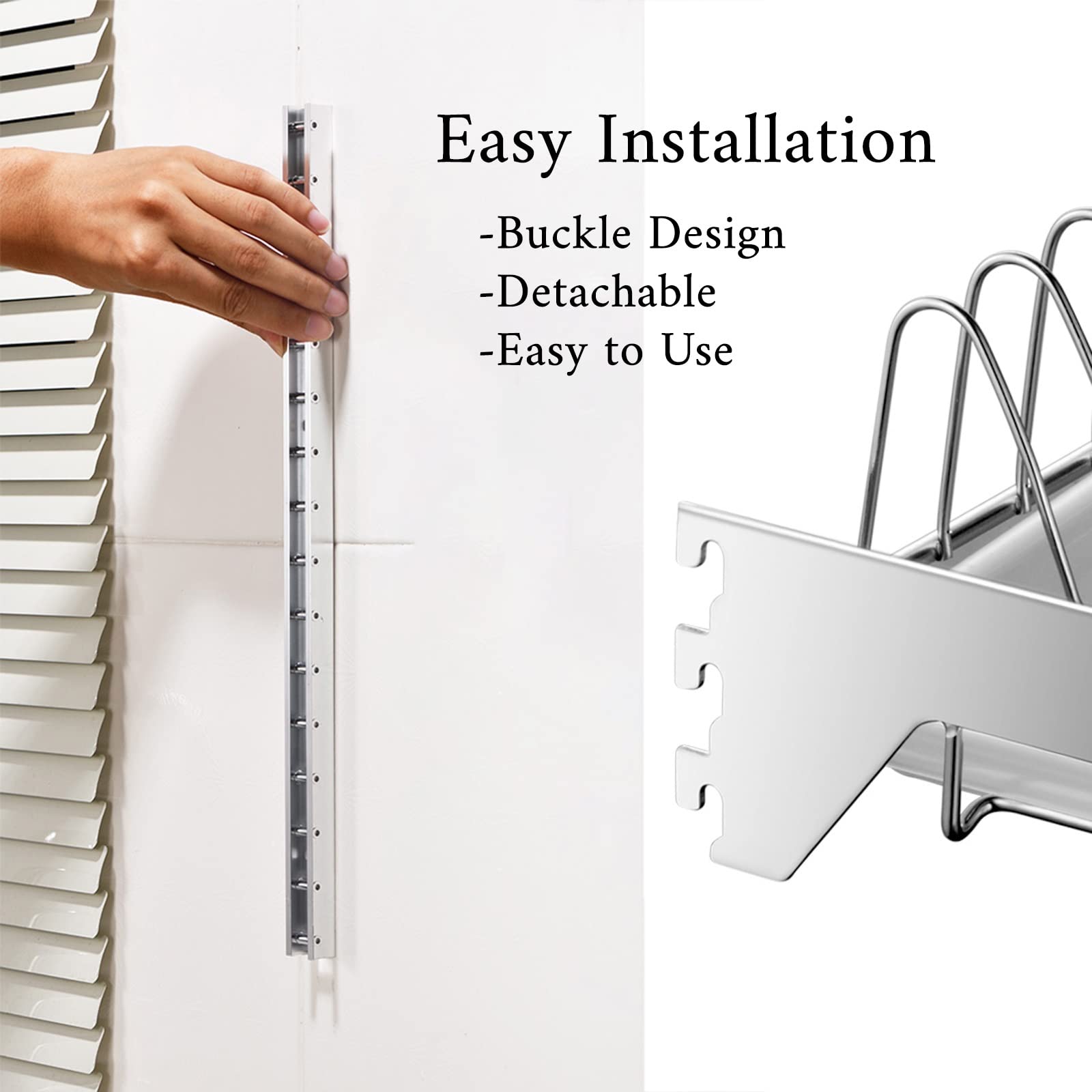 Estante para platos montado en la pared, estante de cocina con almacenamiento de cubiertos, área de secado para cuencos, tazas, platos y vasos, ahorra espacio