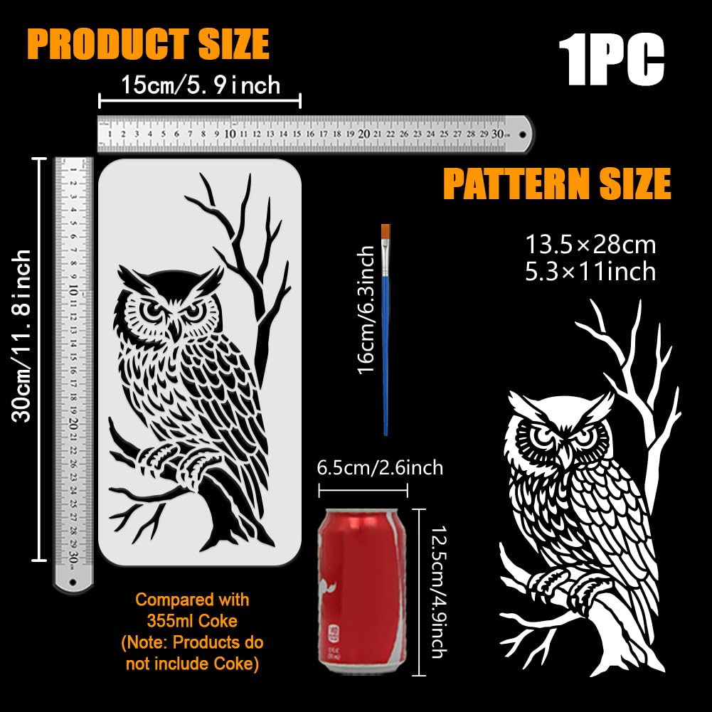 MAYJOYDIY 9 stuks bosdieren schilderij stencils herten uilen wolven sjabloon 15 x 15 cm beer vos eekhoorn konijn plastic herbruikbare stencil met verfborstel voor houten muur raam doe-het-zelf ambacht