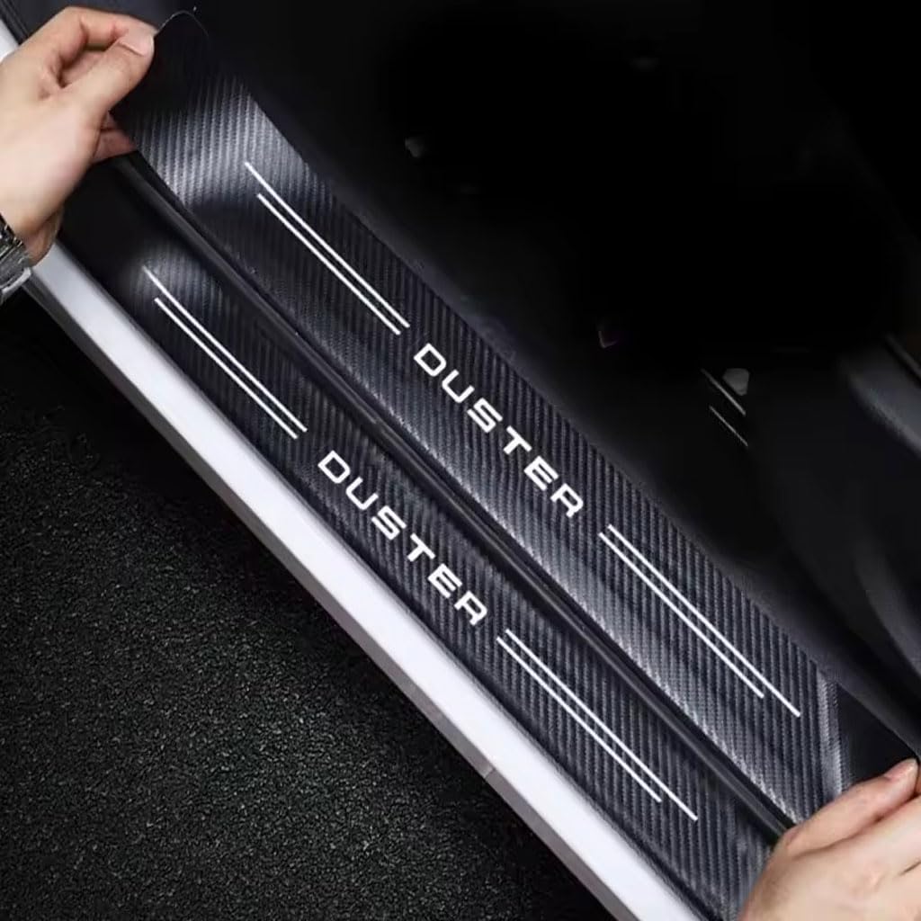 Adesivi Soglie Porte per Dacia Duster, 4 Pezzi Battitacco per Auto in Fibra di Carbonio Coprisoglia Protezione Anti-Graffio Accessori (Bianco)