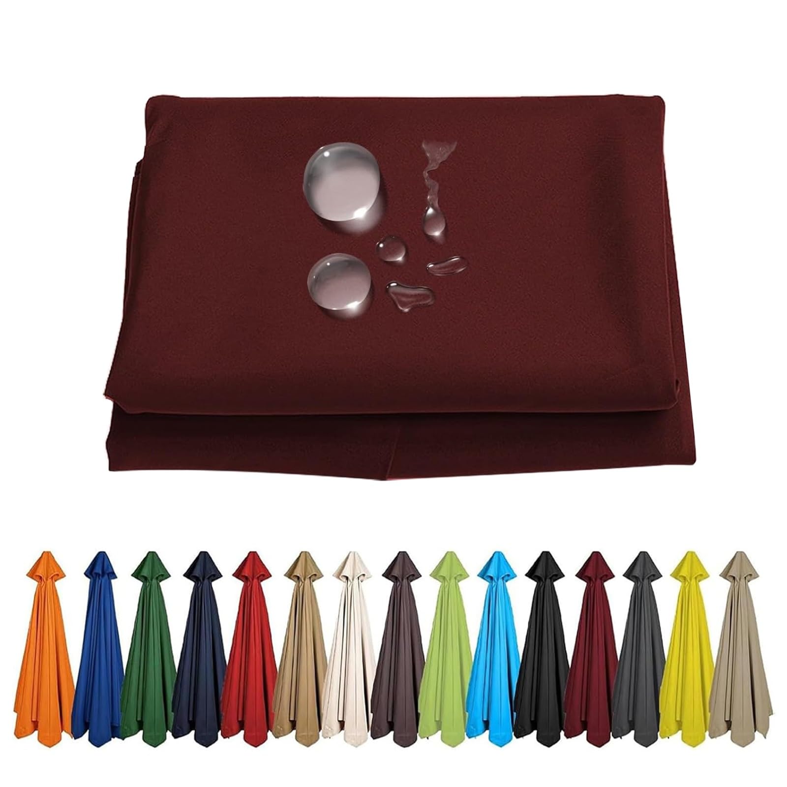 No Fading Reinforced Durable Garden Replacement Parasol Covers, Patio Umbrellas Canopy Waterproof Cloth For 6/8 Ribs, Tear-resistant Polyester Fabric, UV Protective Washable(Winered,3M/6Ribs)