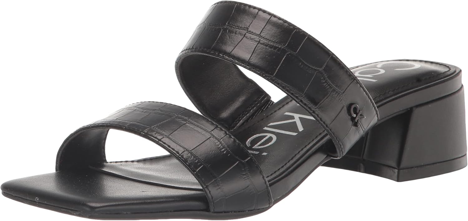 Calvin Klein Women's PANEER Heeled Sandal, Black 001, 9