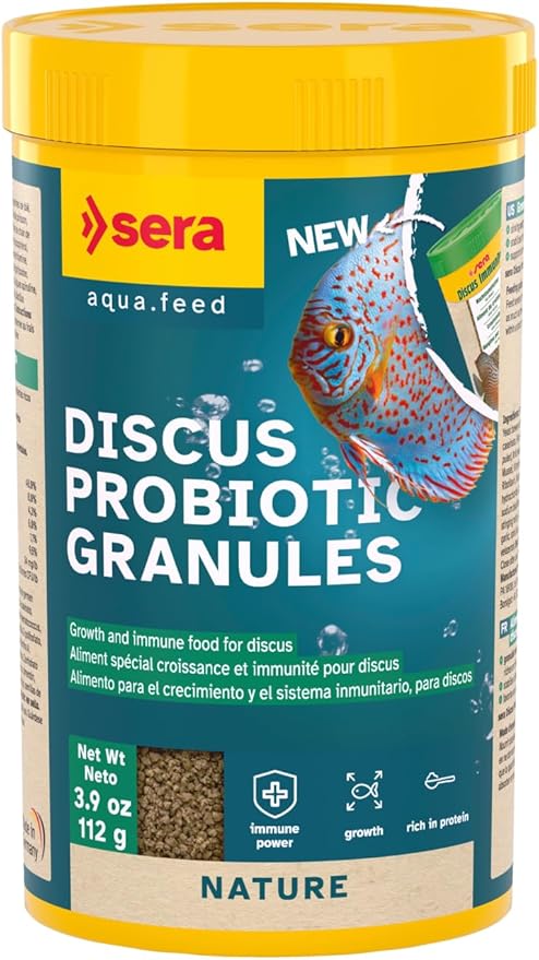 sera Discus Prob Granules 4 oz. | Complete Growth Food for Discus Fish | with Probiotics & Astaxanthin | No Dyes & Preservatives Consisting of Soft Granules | Supports Immune System