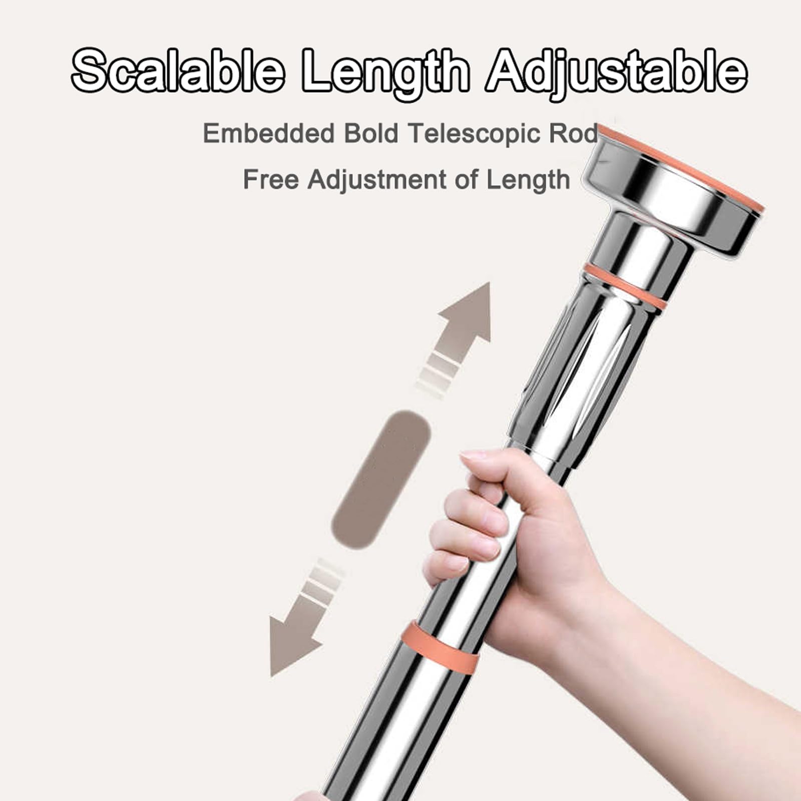 Barra de presión telescópica, 140-250 cm, de acero inoxidable, extensible, sin taladrar, ideal para baño, cocina, jardín, balcón