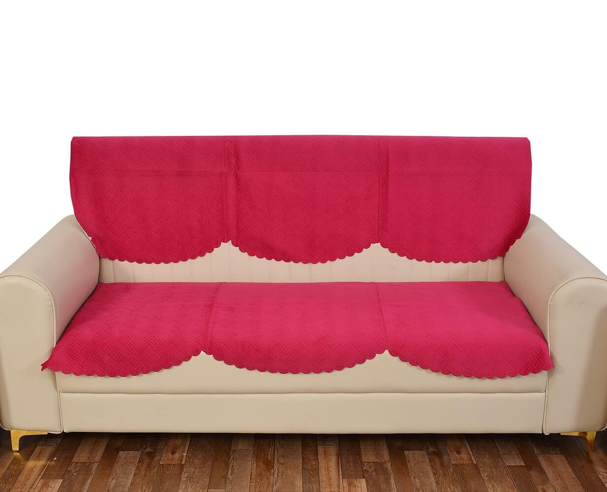 Pink Quilted Sofa Cover - Velvet 1 Seater Cover -32 Pink Quilted Sofa Cover - Velvet 1 Seater Cover -32