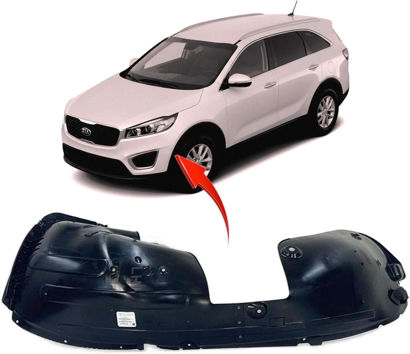 FitParts Compatible With Front Left Driver Side Fender Liner Kia Sorento 2016-2018. New, Plastic & Ready to Install. KI1248142 86810C6000