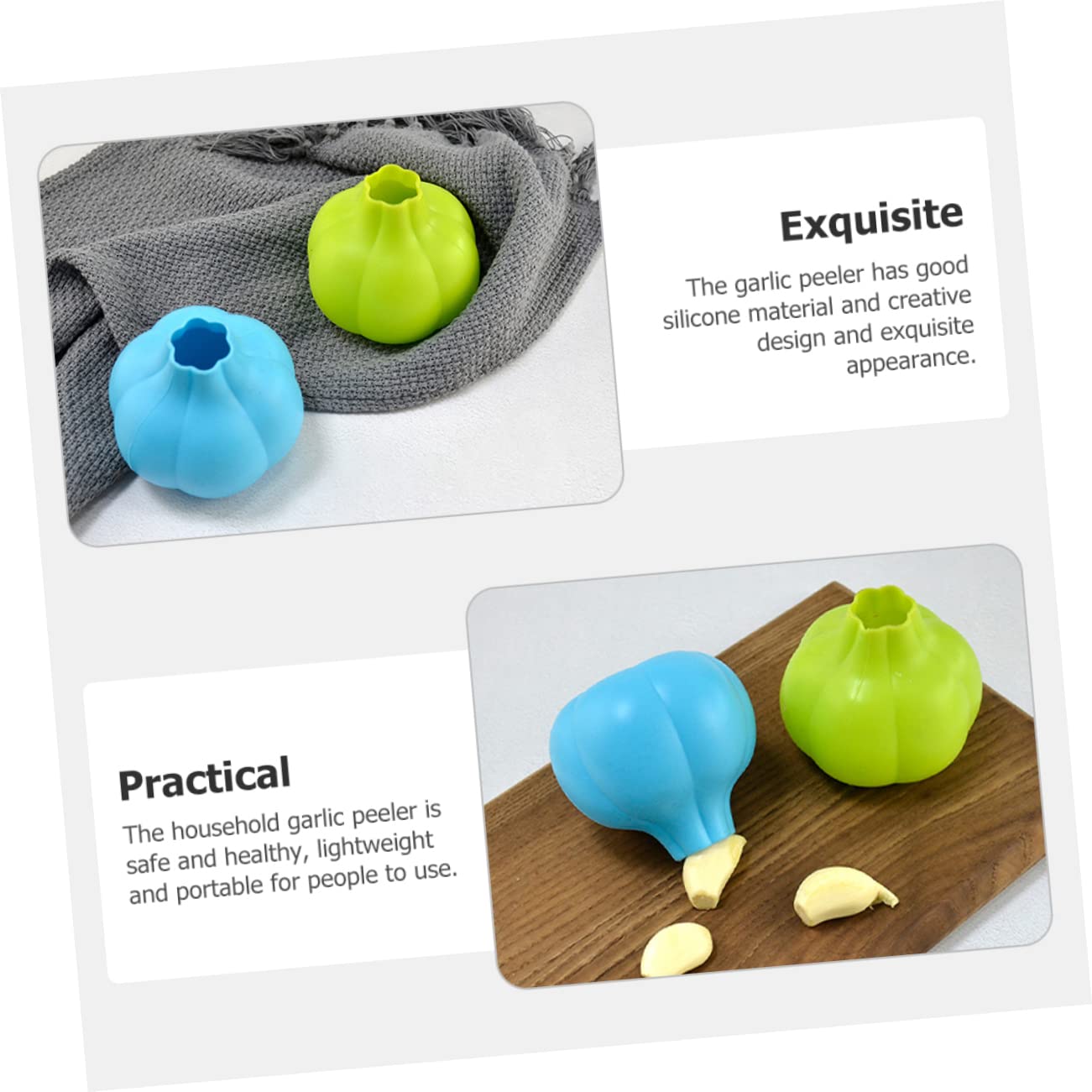 MOLUCKFU 2pcs Garlic Skin Removers Silicone Garlic Peeler Tool Reusable Peeling Tool Random Color
