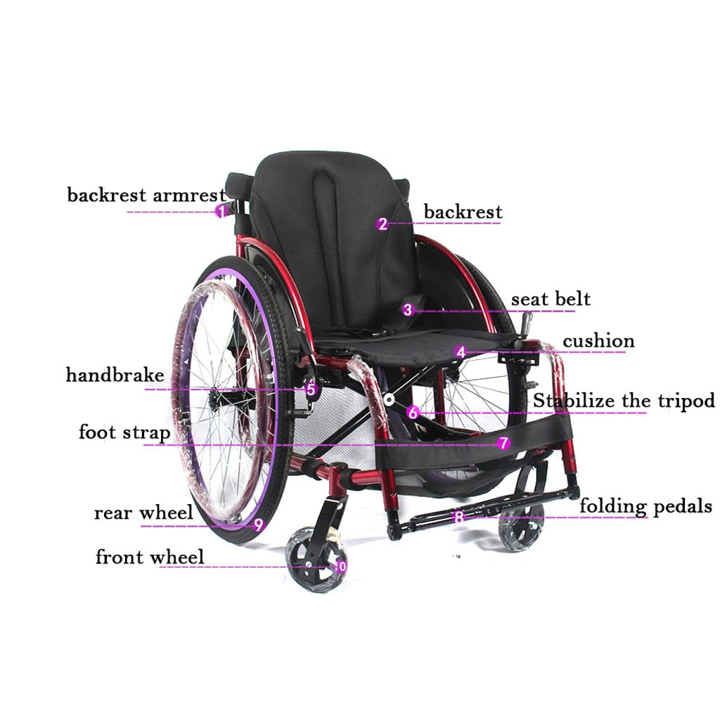SYALEO Ocio Deportes Silla de Ruedas Aleación de Aluminio Silla de Ruedas Manual Ligera Plegable Autopropulsada Silla de Ruedas Silla de Transporte Ayuda de Movilidad para Ancianos discapacitados