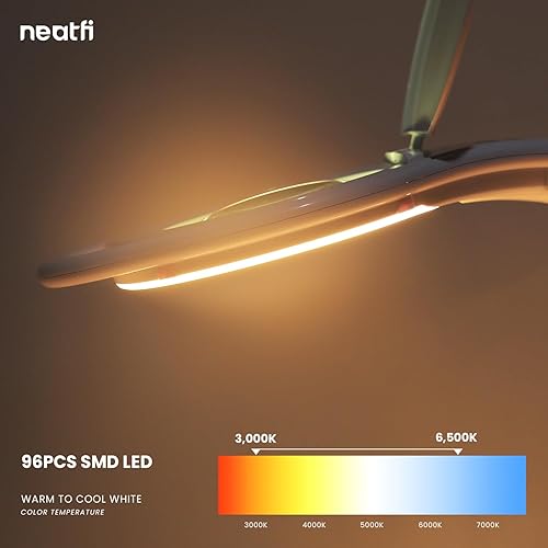 Miniatura 4 de Neatfi Lámpara de aumento con abrazadera, lente de 5 pulgadas, 3 modos de luz, 3000K-6500K, regulable, para coser, pintar, hacer joyas y leer