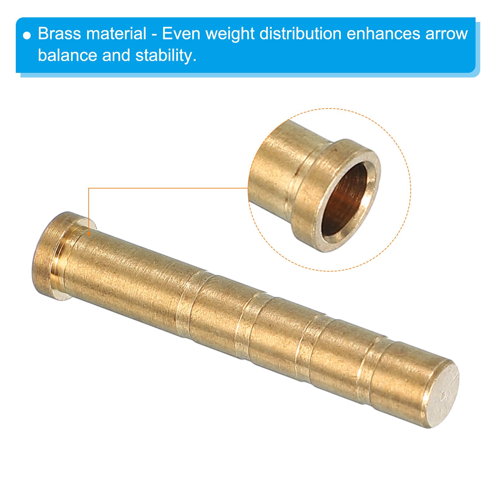 PATIKIL Insert en Laiton pour flèche d'archerie de 100 Grains, 9 Packs d'inserts à vis en Laiton cuivre pour flèches en Carbone de 6,2 mm / 0,244 Pouce