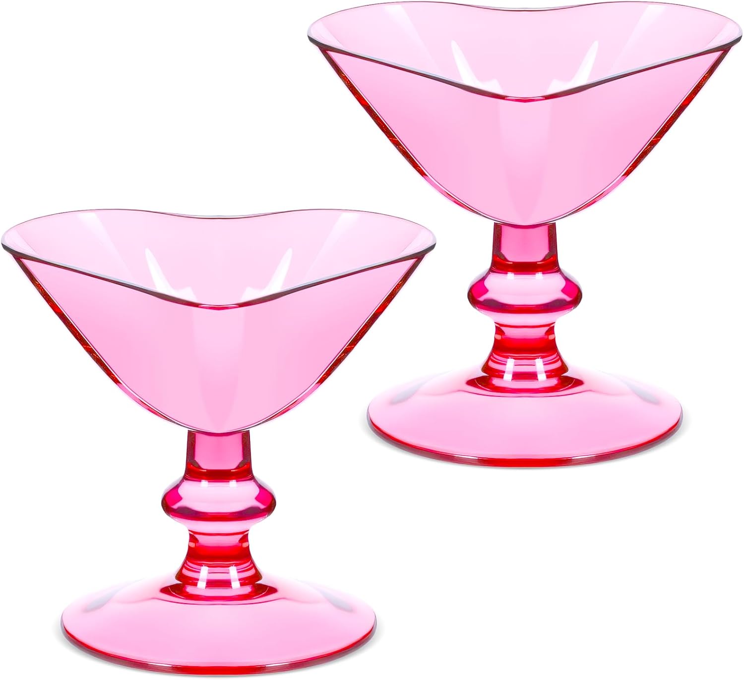 Amazon.com | Singhoow 2 Pcs Heart Shaped Martini Glasses Hot Pink Heart ...