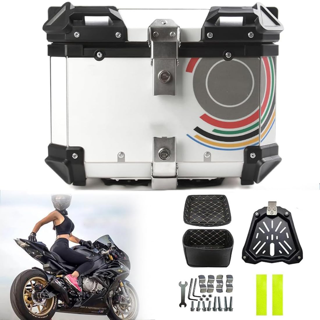Boîte supérieure étanche pour moto 36L pour les trajets quotidiens et les escapades