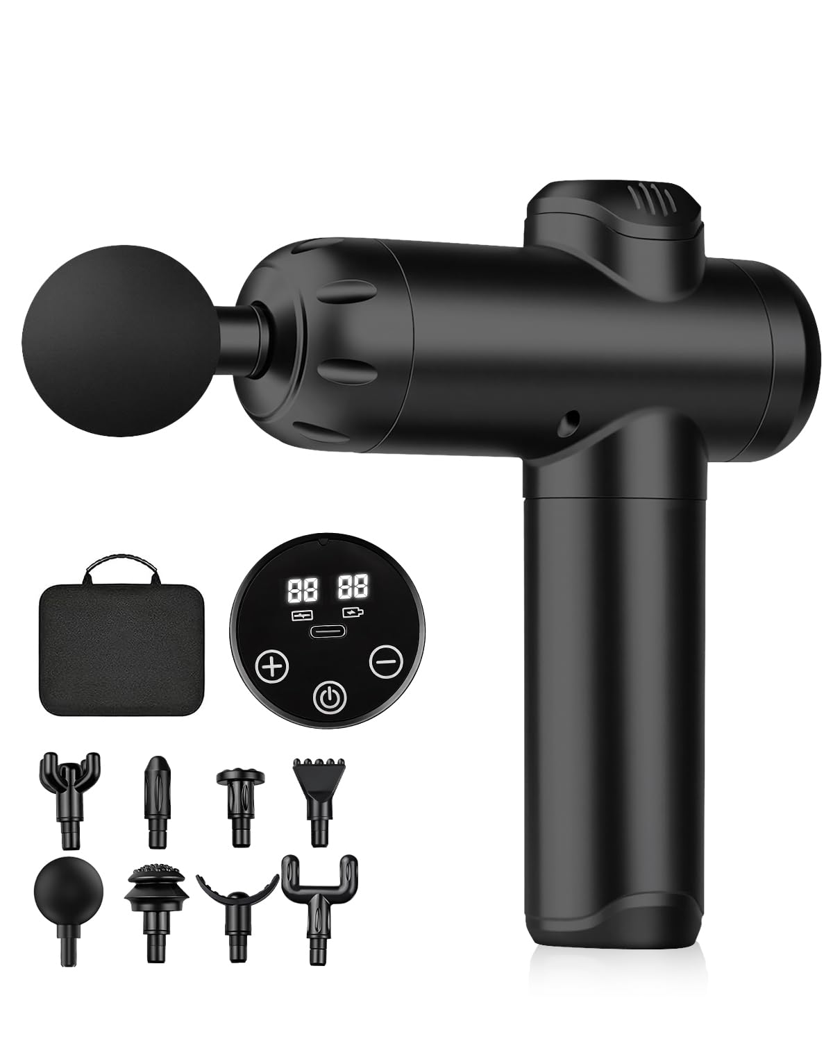 Massagepistole, Leise Elektrische Handmassagegeräte mit LCD Display, 99 Geschwindigkeiten & 8 Massageköpfe, Massage Gun für Muskeln Faszienpistole für Männer Frauen, Vatertagsgeschenk für Papa