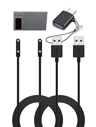 for NEWYES AR0101 AI Voice Recorder Charger Cable, Magnetic Type-A Fast Charging Cord with Type-C Adapter 2 x Cable + 1 x Adapter
