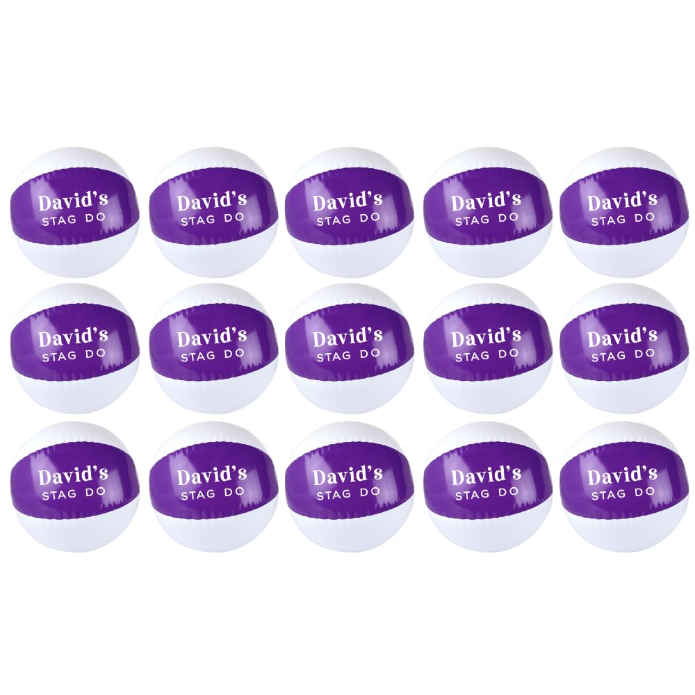 GiftsinaJiffy Personalised Inflatable Beach Balls, Custom Name Pool Party Balls 22cm, Summer Party Favours for Kids & Adults, Hen Party, Birthday, Holiday & Bulk Beach Accessories (Purple)