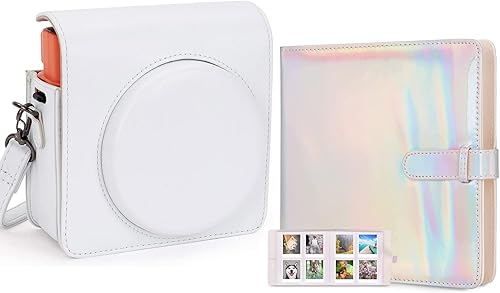 Phetium Funda protectora compatible con cámara instantánea Fujifilm Instax Square SQ1 (blanco) y álbum de fotos de 256 bolsillos para película
