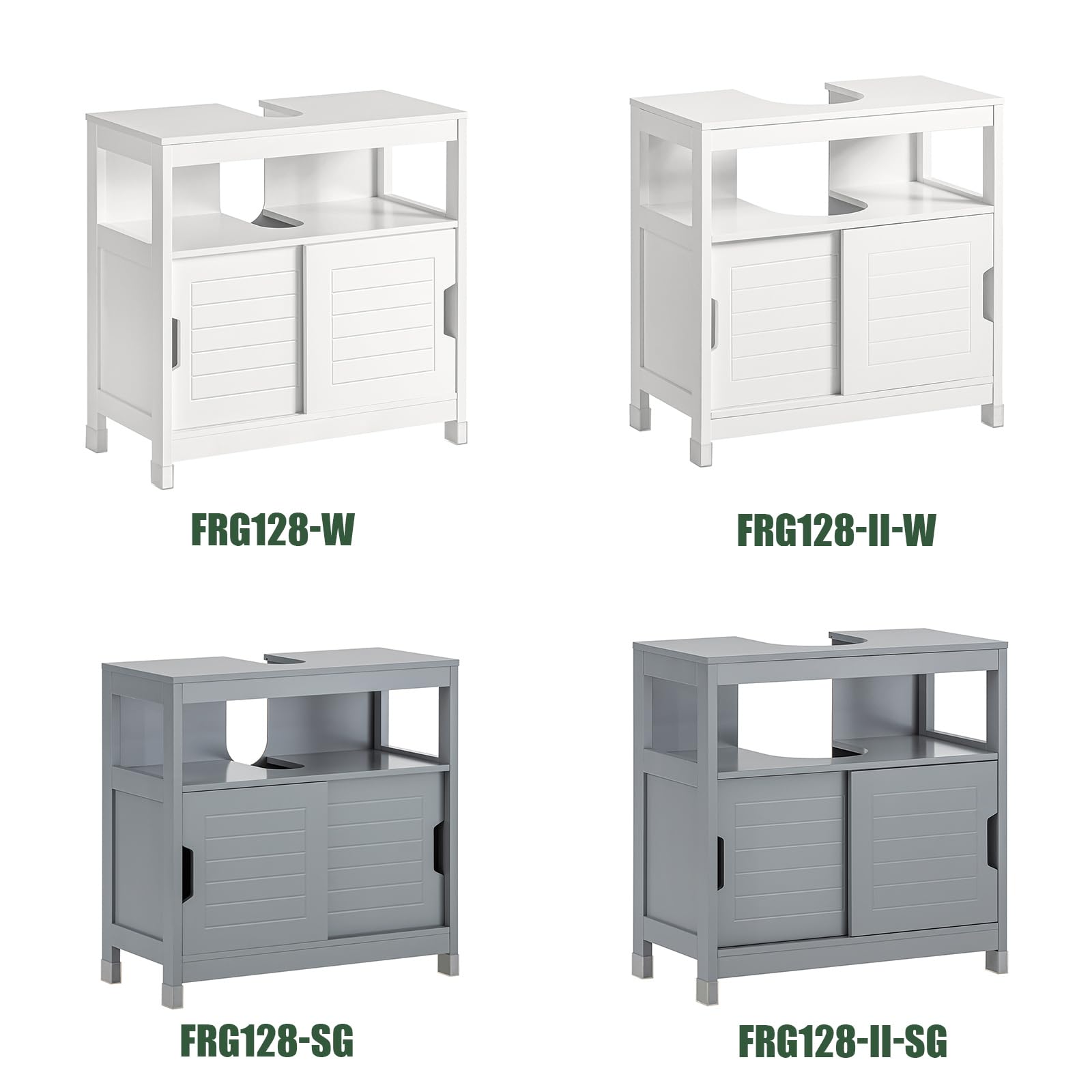 SoBuy Meuble sous Lavabo Salle de Bain avec 2 Portes Coulissantes Silencieuses, Meuble sous Lavabo, Rangement Optimisé pour Petite Surface, Anti-Humidité, Bois, Blanc, L60xP30xH60cm, FRG128-II-W