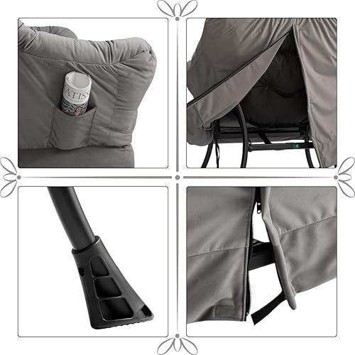 Miniatura 190 de HollyHOME - Silla perezosa grande de tela para sala de estar, silla de lectura, acogedora silla de descanso con reposabrazos, sofá de ocio, color