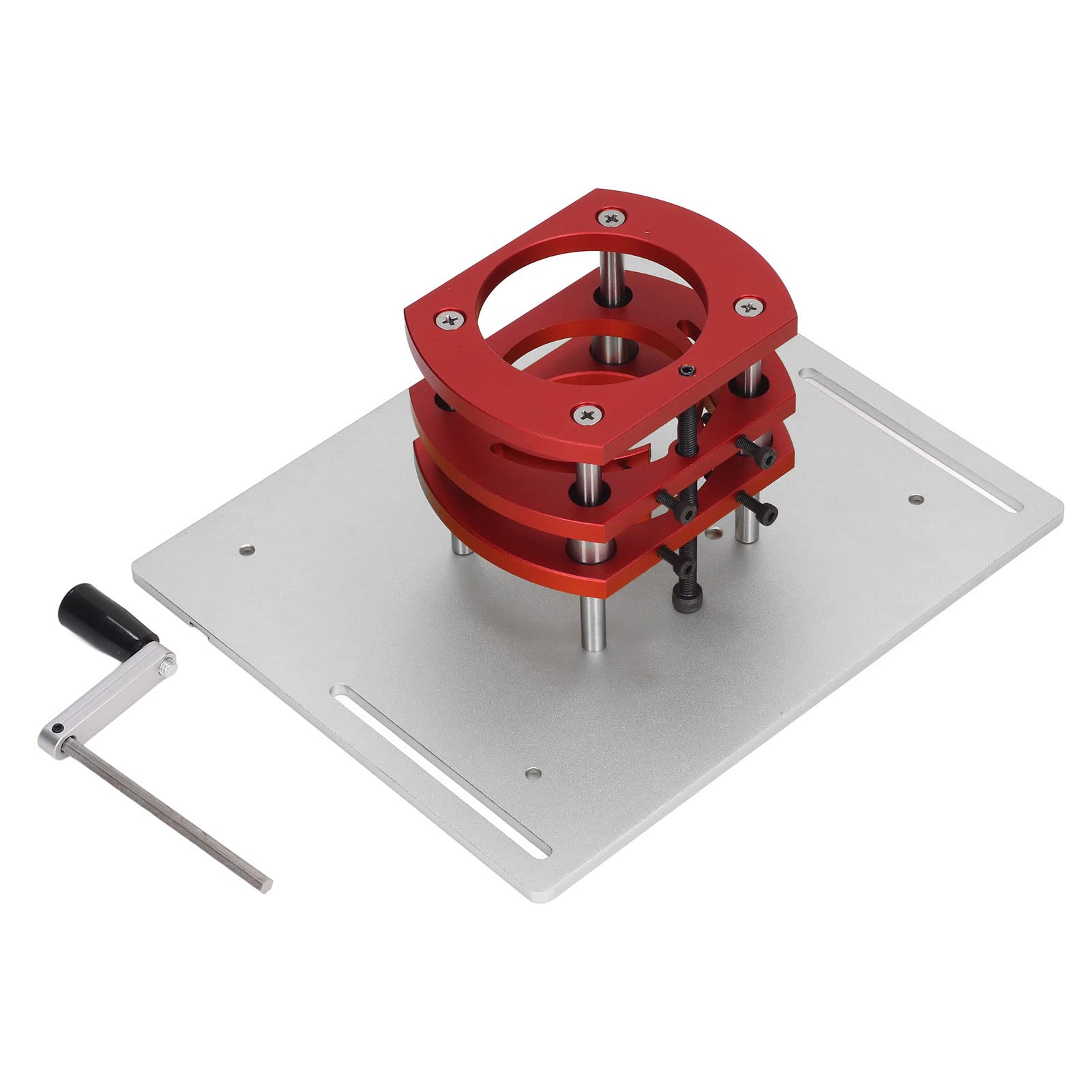 Router Table Aluminum Alloy, Manual Router System Kit with Crank Handle for Easy Adjustment, Ideal for Small Trimming Machines (Silver)