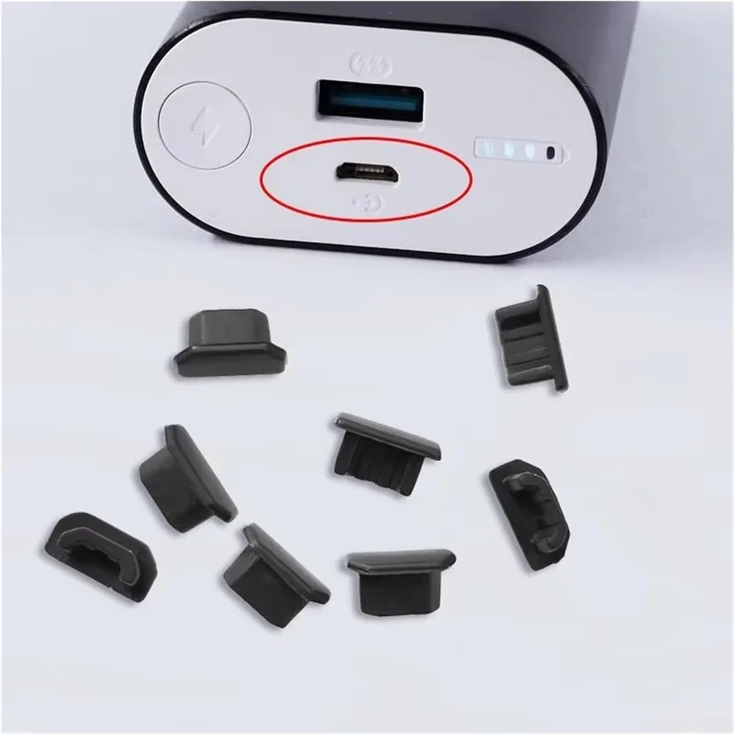 80PCS Soft Silicone PortPlugs Anti-Dust Plug for Android Micro USB Port Dust Stopper Protector Covers Cap(Black)