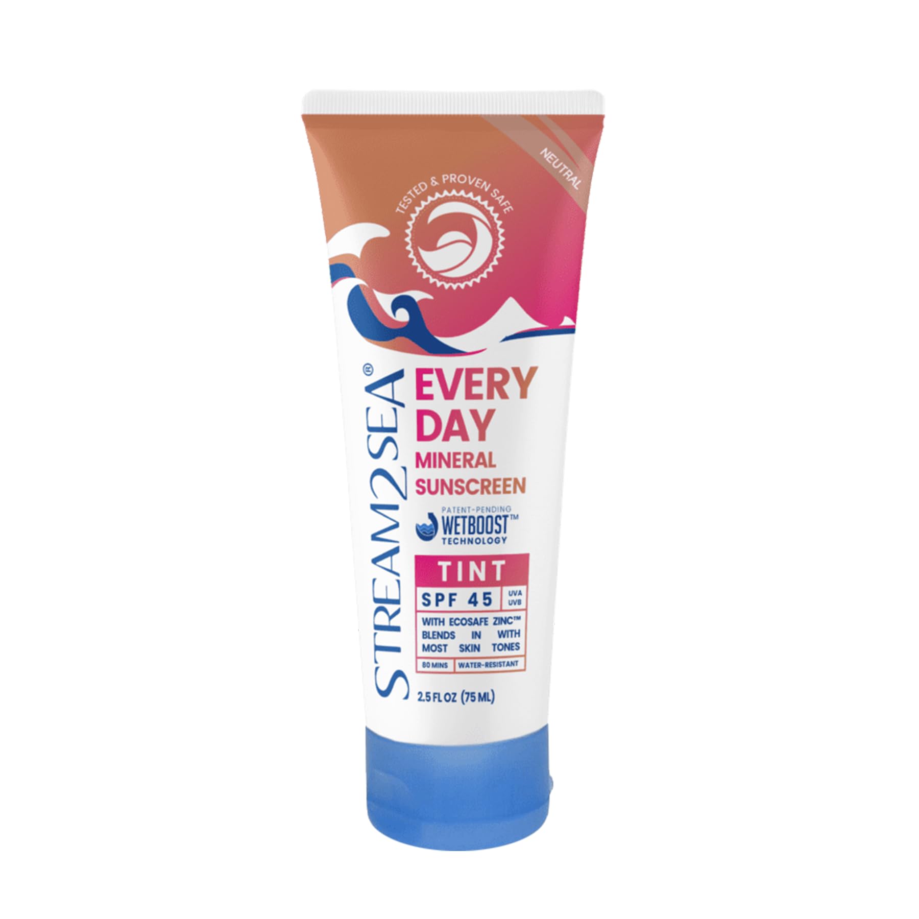 SPF 45 Every Day Tint Mineral Sunscreen | 2.5 Fl Oz Biodegradable, Paraben Free & Reef Safe Sunscreen | Non-Greasy Tinted Sunscreen For Face | Protection Against UVA & UVB for Face & Body