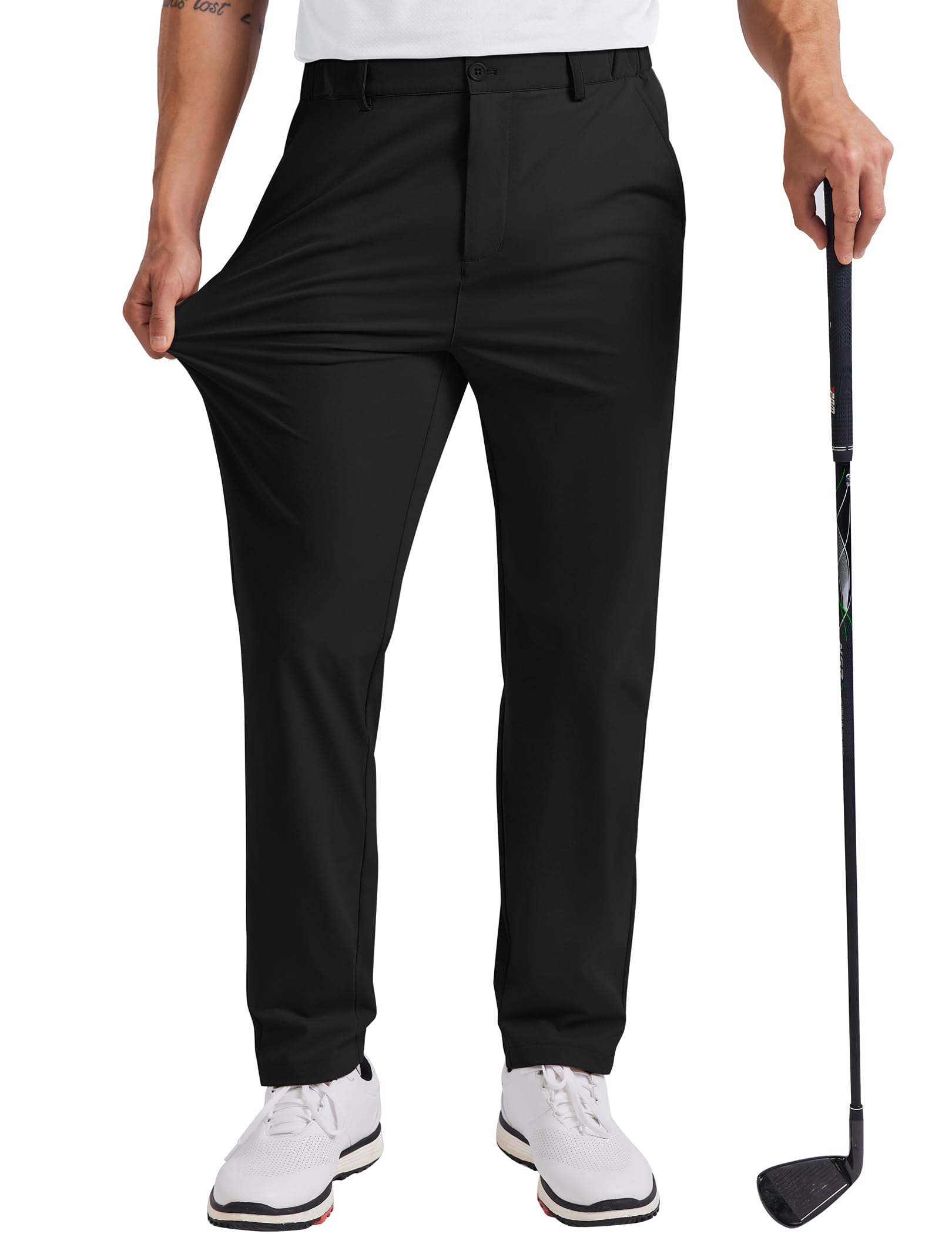 COOFANDY Mens Golf Pants 30 32 34 Stretch Work Dress Pants Lightweight Quick Dry Comfy Trousers with 4