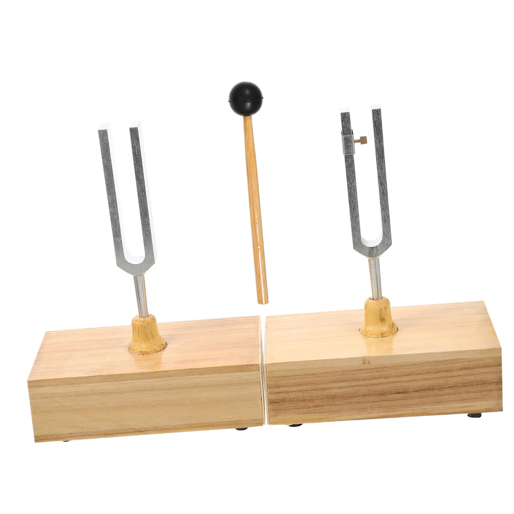 Physikalische Stimmgabel 440hz 1 Satz mit Hammer und Holzsockel | Metall, Klarer Klang und Präzise Stimmung, für Lehrversuche und Akustische Experimente