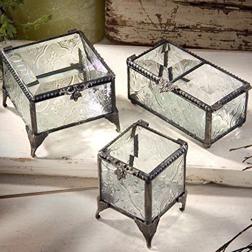 Glass Box Jewelry Keepsake Trinket Decorative Vanity Display Ring Dish Clear Vintage Home Decor Gift For Girl Women Box 294 #TOP4