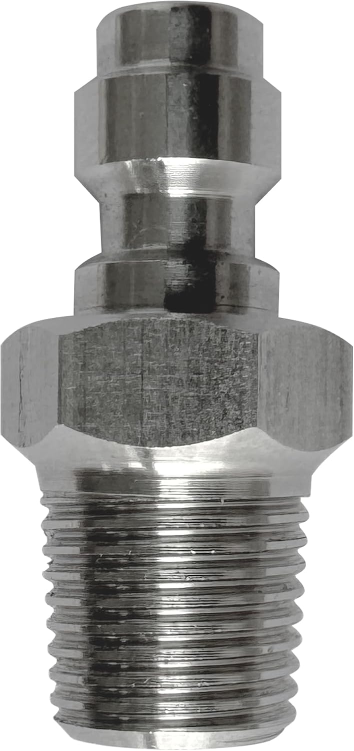8mm Quick-Disconnect Plug Adapter, Stainless Steel 1/8" NPT Male Thread PCP Paintball Charging Fittings with Sealing O-Ring