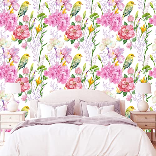 Image of WallDaddy - Self Adhesive Wallpaper for Walls Big Roll (300x40) Cm Wallpaper for Bedroom | Wall Papers Wall Stickers in Home Decor Flower Wallpaper Stick and Peel | Floral Wallpaper (Canary Bird)