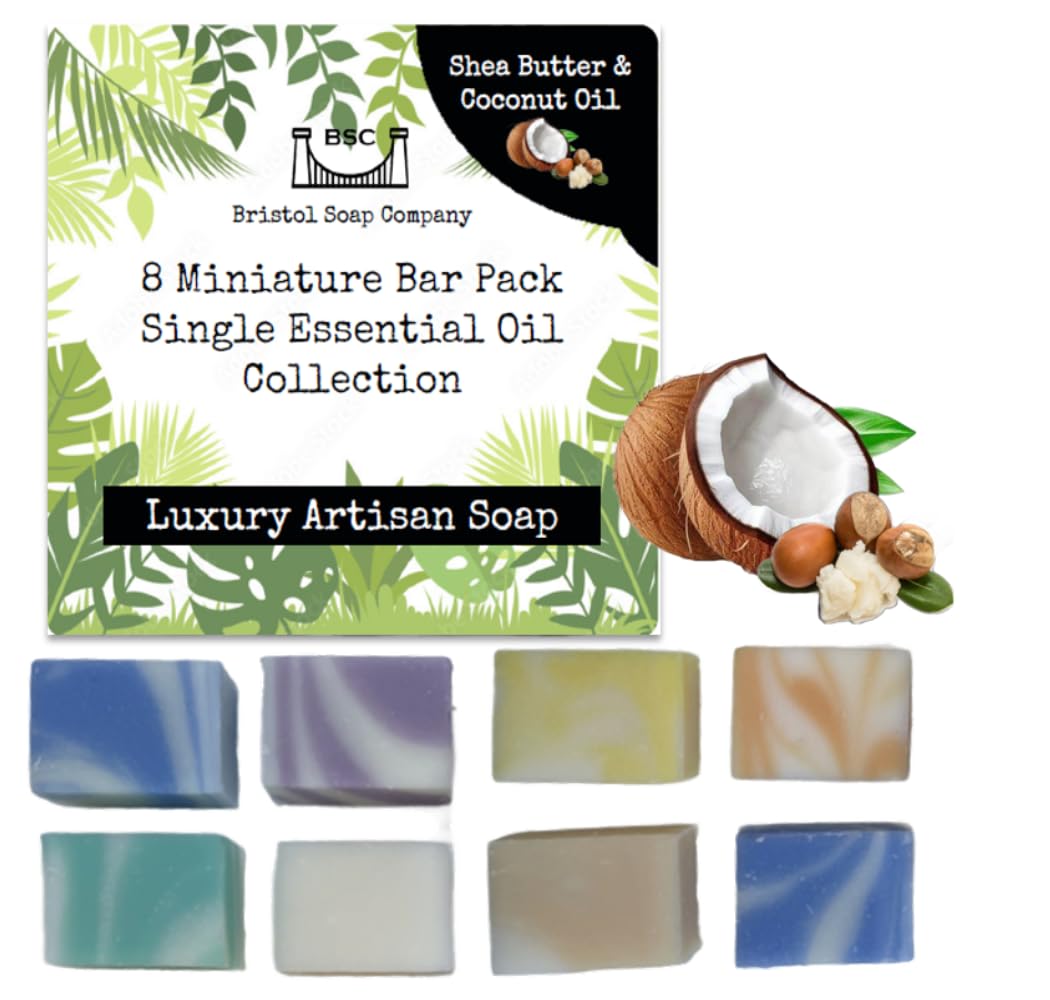 Bristol Soap Company Artisan Soap Mini Bar Pack, 8 Handmade Essential Oil Soaps with Shea Butter & Coconut Oil