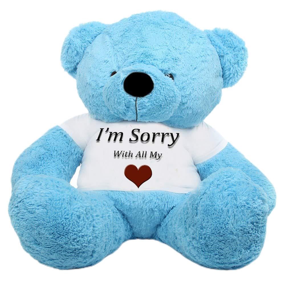 Hug'n'Feel® Soft Toys Big Teddy Bear Wearing I am Sorry with All T-Shirt 5 feet Blue_T Shirt_I am Sorry with All Plush & Stuffed Toys