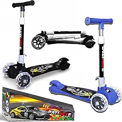 Patinete Super Scooter Carros 3 Rodinhas Reforçado com Luzes LEDs nas Rodas Freio Azul ou Preto