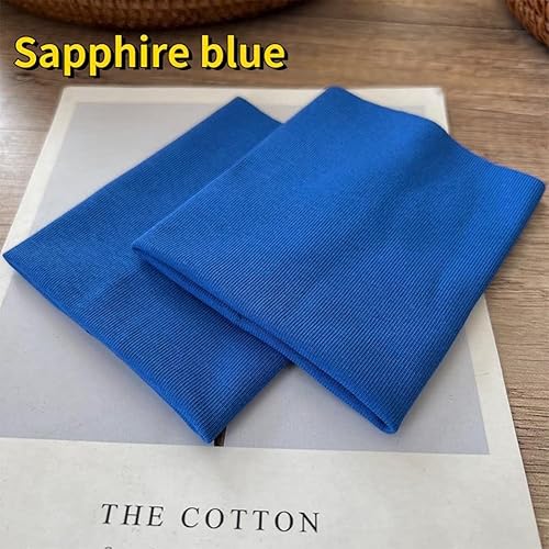 Miniatura 9 de GNSN 1 par de tela de algodón elástico de punto fino acanalado para camisas, tops coser, bricolaje (azul claro, 1 par)