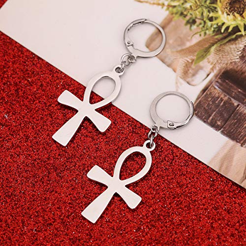Stainless Steel Egyptian Ankh Cross Earrings Charms Jewelry Egypt Hieroglyphs Crux Ansata4