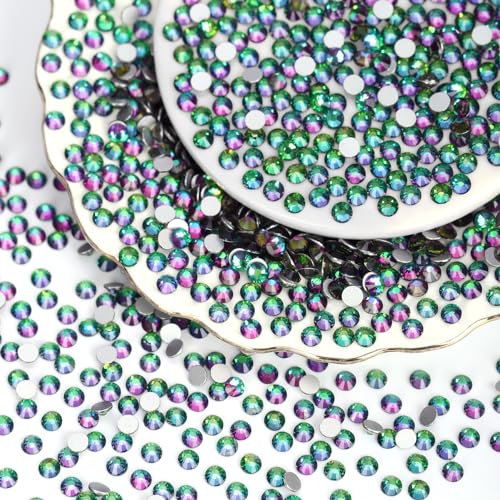 Image of 10000PCS Green Volcano Rhinestones Bulk, Flat Back Crystal Glass Stone Round Gems,SS16, 3.8-4.0mm