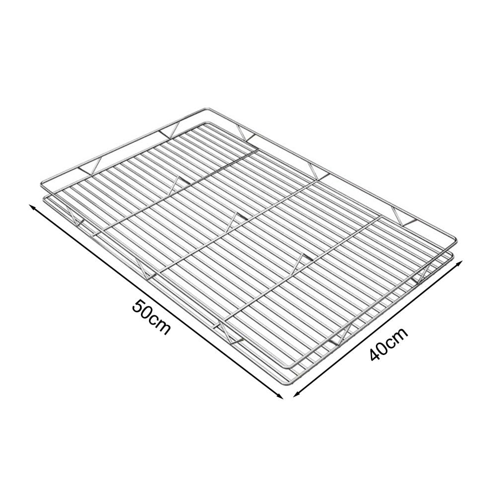 Escurridor de platos de acero inoxidable de 50 x 40 cm, diseño de rejilla elevada para un flujo de aire óptimo, fácil limpieza, ideal para secar platos y cubiertos.