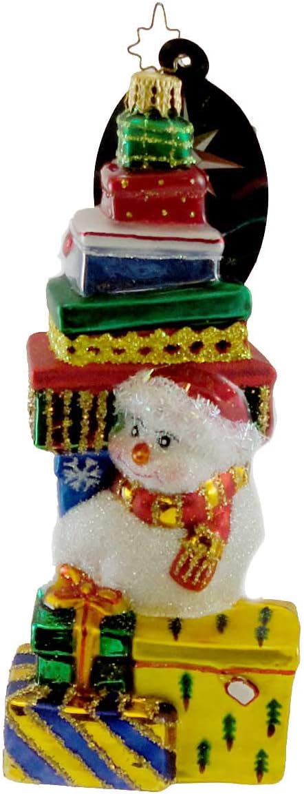 Christopher Radko Snow Stack Blown Glass Ornament Christmas Snowman